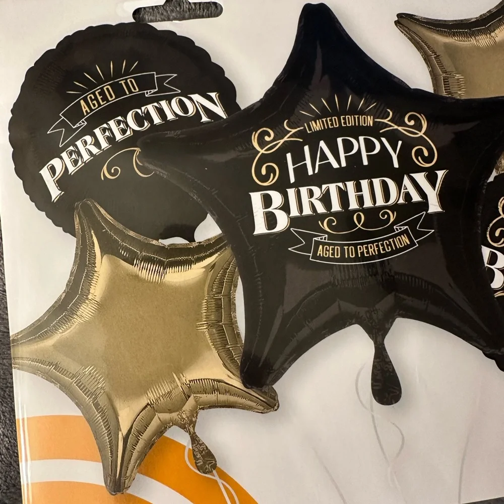 70th Birthday Party Balloons Black Gold Silver Decorations Foil Man Woman Jumbo